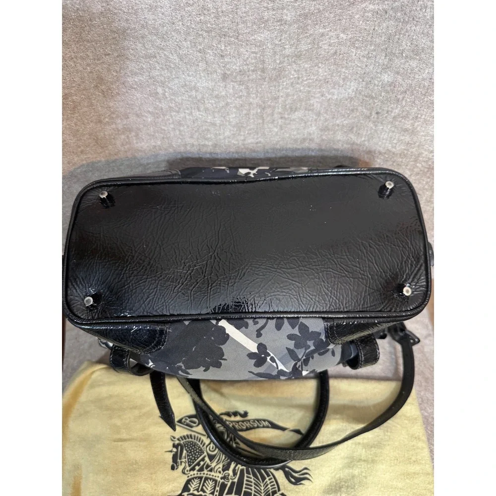 Burberry Floral Beat Check Foley Satchel Bag Patent Leather Crossbody Y2K